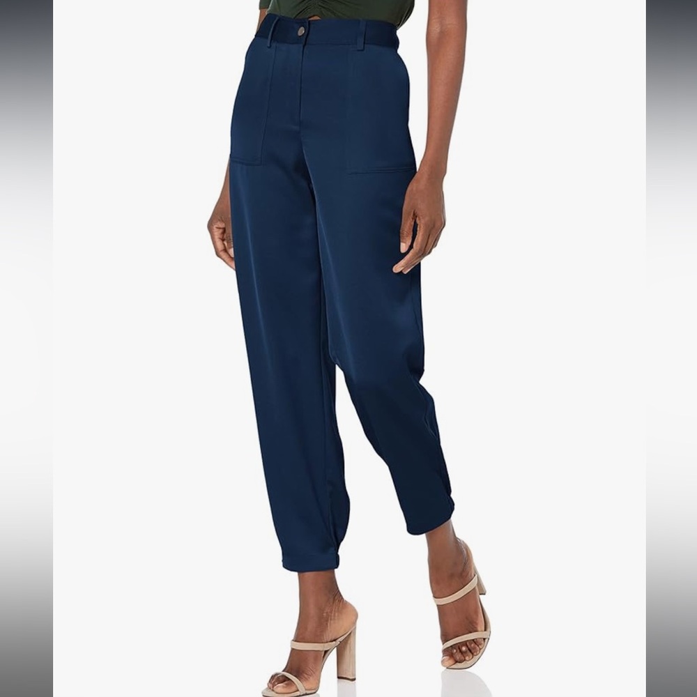 GUESS cropped satin jogger style pant